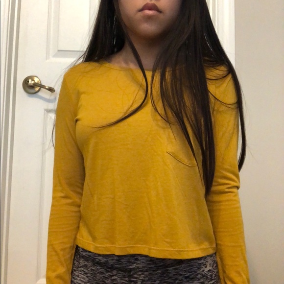 mustard yellow long sleeve top